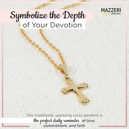 Miniatura 7 de MAZZERI Colgante de cruz de oro de 14 quilates, dijes religiosos de oro hipoalergénico para hombres y mujeres, hecho a mano en los Estados Unidos