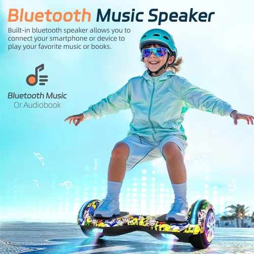 Miniatura 6 de Scooter con luces LED Bluetooth Corlorful, ruedas de 6.5 pulgadas, scooter de motor dual de 300 W para niños, niñas, niños y adultos, todas
