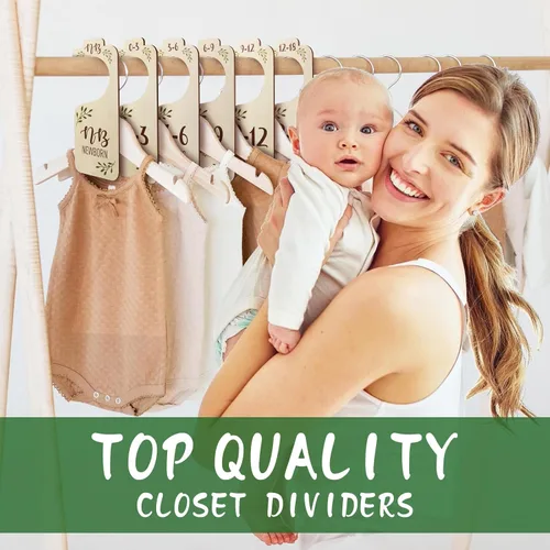 Miniatura 4 de Divisores de armario de bebé para organizador de ropa, 8 piezas adorables de madera de doble cara para ropa de bebé organizador de tamaño de recién