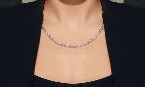 Miniatura 4 de NYC Sterling Collar de tenis con circonita cúbica redonda de 0157in para mujer Circonia cúbica