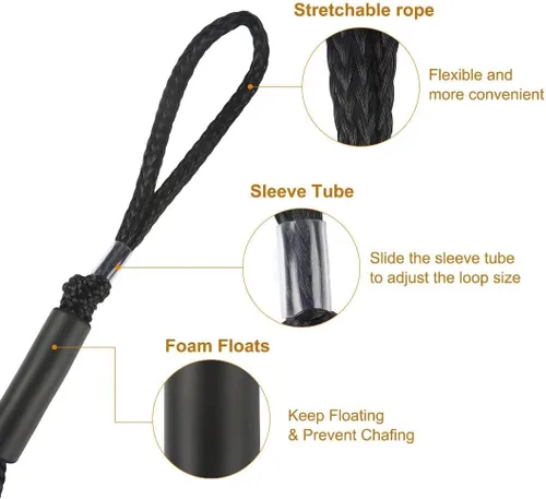 Miniatura 4 de Líneas de muelle elástico para lancha, amortiguador, cuerda de amarre, accesorios de barco de 4 a 5.5 pies, paquete de 4 (negro)