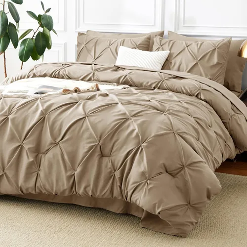 Miniatura 36 de CozyLux - Juego de ropa de cama con pliegues plisados de 7 piezas en una bolsa; edredón tamaño King para todas las estaciones, sábanas, fundas