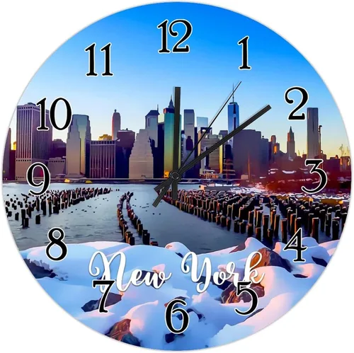 Miniatura 12 de Reloj de pared decorativo de madera de la ciudad de Estados Unidos, Nueva York, Ciudades en los Estados de Nueva York, relojes de regalo