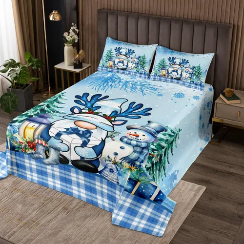 Miniatura 6 de Manfei Juego de colcha de Navidad para niños, tamaño individual, diseño de pinos de dibujos animados, decoración de habitación de niños y adultos