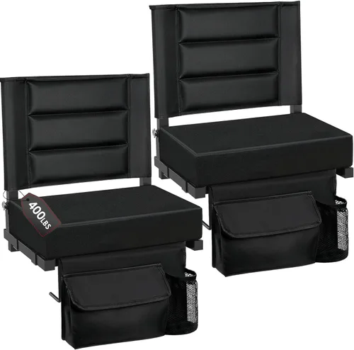 Miniatura 11 de Stadium Seats with Back Support,Bleacher Chairs with Cushion, Portable Folding Stadium Chair with Removable Cushion and Large Pocket for School