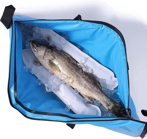 Miniatura 3 de Buffalo Gear Enfriador de pescado aislado – Bolsa para matar a prueba de fugas con 2 bolsas de hielo reutilizables – Cremallera impermeable portátil