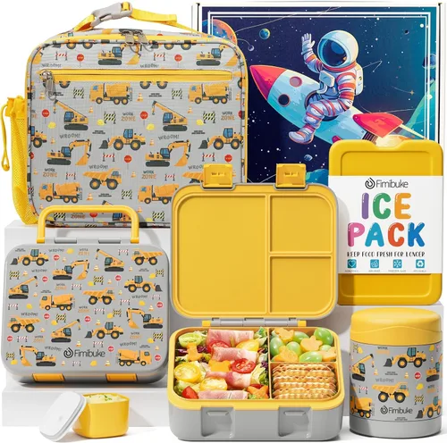Miniatura 12 de Fimibuke Lonchera Bento de 32 onzas para niños con termo de 12 onzas, bolsa de almuerzo aislada y bolsa de hielo, contenedor de comida de 3