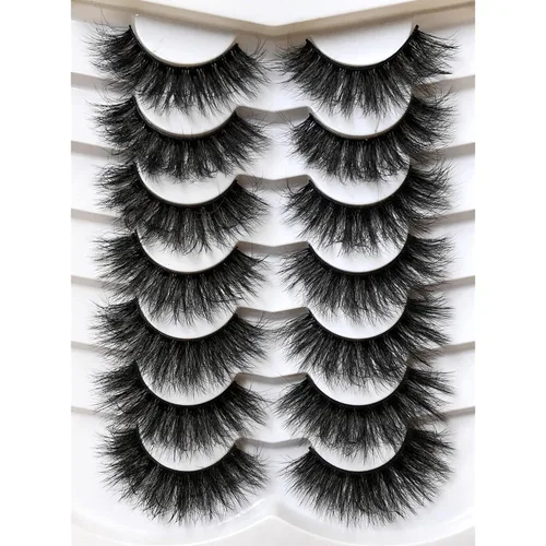 Miniatura 109 de Medias pestañas postizas con banda transparente, finas, estilo ojo de gato, naturales, cortas, pequeñas, acento 3/4, de visón sintético, tiras