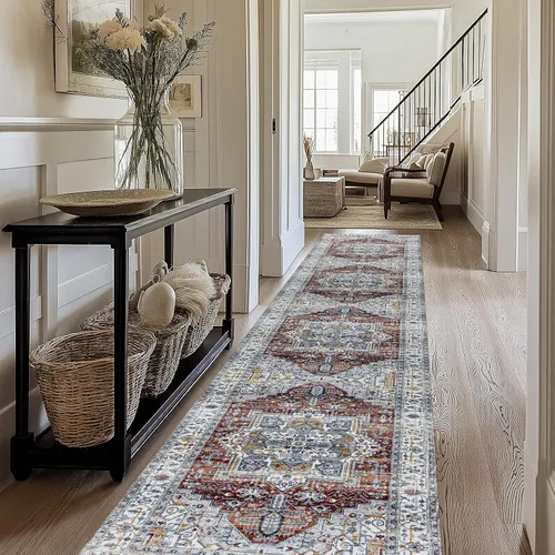Miniatura 12 de Alfombra lavable para pasillo de 2 x 3: alfombra suave vintage para cocina, baño, lavandería, con respaldo antideslizante, alfombra de piso