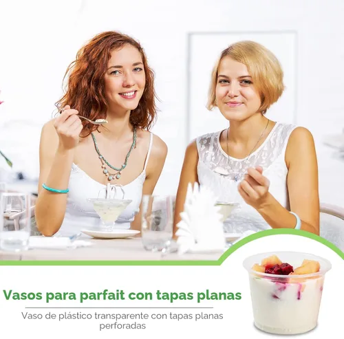 Miniatura 6 de Qyyiguf Paquete de 50 Vasos de Plástico Desechables de 8 OZ con Tapas Planas, Vasos Desechables para Helado, Contenedor de Comida para Llevar
