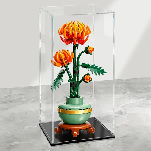 Miniatura 20 de LANSCOERY Vitrina de Acrílico, Caja de Exhibición Ensamblable para Coleccionables, con Diseño a Prueba de Polvo y Sin Costuras, Base Negra de Negro