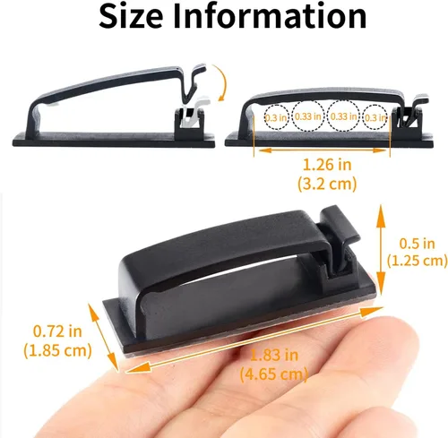 Miniatura 3 de Clips para cables, 50 unidades, clips autoadhesivos para organizar cables, organizador de cables, soportes para cables para electrodomésticos, PC