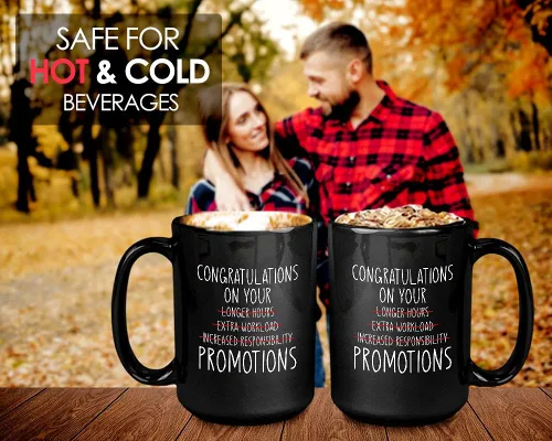 Miniatura 4 de Bubble Hugs Taza de café de promoción – Felicitaciones por tu promoción – Felicitaciones Buen comienzo trabajo oficina nuevo desafío principiante