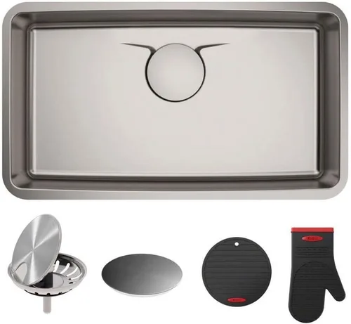 Kraus Dex 33-pulgadas bajo montaje de acero inoxidable calibre 16 fregadero de cocina de un tazón, KD1US33B