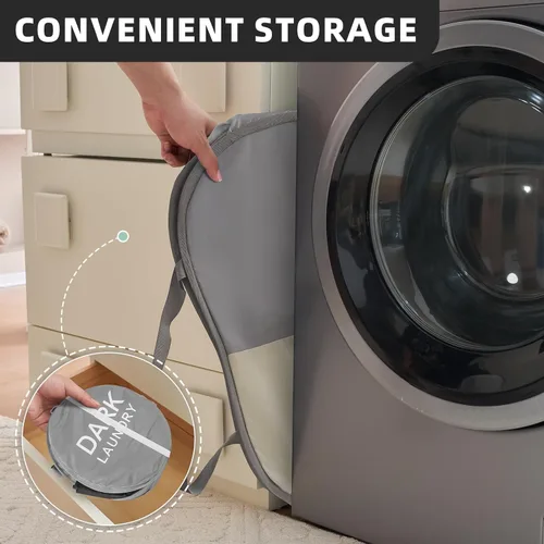 Miniatura 6 de Cesta plegable para la ropa sucia duradera con 2 compartimentos para clasificar y almacenar, cesta portátil para ropa sucia para dormitorio, cuarto