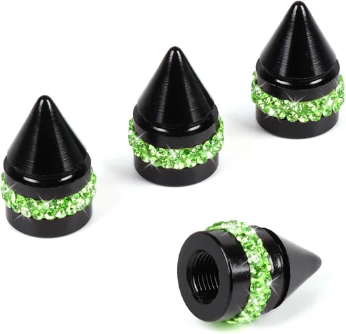 Miniatura 14 de ToBeQueen Bling - Tapones de válvula de neumático rojos, 4 unidades, hechos a mano, con cristales de diamantes de imitación, universales, a prueba
