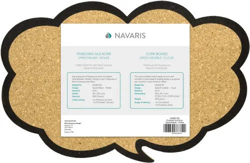 Miniatura 7 de Navaris Tablero de anuncios de corcho – Diseño de burbuja de pensamiento de 11 x 17 pulgadas, incluye 5 pines – Tablero de anuncios de mensajes