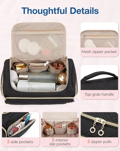 Miniatura 3 de BAGSMART Neceser de viaje para mujer, bolsa de cosméticos, organizador de maquillaje con asa, bolsa de viaje para artículos de tocador, accesorios