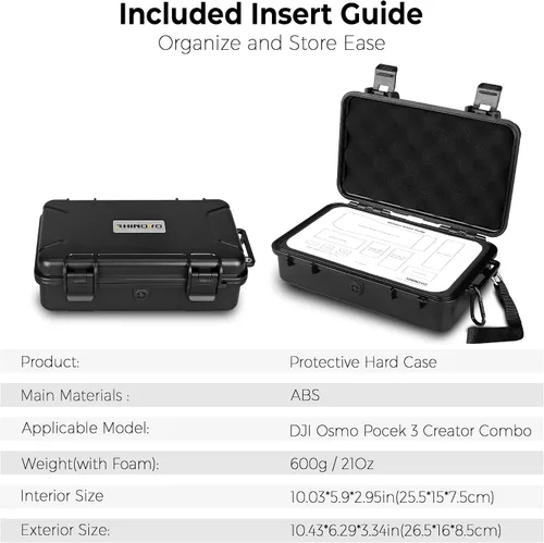 Miniatura 7 de Estuche rígido impermeable para DJI Osmo Pocket 3 Creator Combo – IP67 carcasa ABS a prueba de golpes, espuma EVA de precisión, estuche