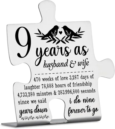 Miniatura 8 de Placa de aniversario de 1 año para marido y esposa, regalo de primer matrimonio para pareja, decoración de adorno de acero inoxidable, pieza