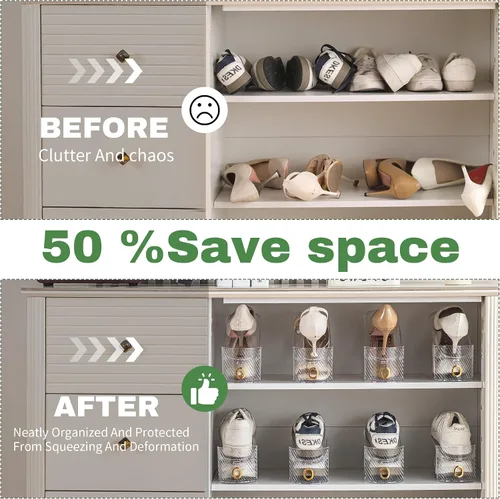Miniatura 8 de Organizador de ranuras para zapatos, 10 unidades, ranuras para zapatos, puede ahorrar 50% de espacio en los apiladores de zapatos, dispositivo