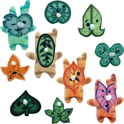 Nadou - Muñeco de peluche Korok de 3.9 pulgadas, 4 piezas de juguetes Korok con 10 caras de repuesto diferentes, animales de peluche Yahaha, lindas