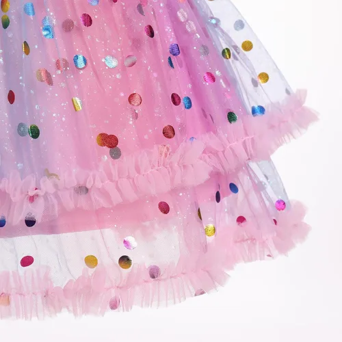 Miniatura 228 de IMEKIS Vestido de princesa de cumpleaños para niña pequeña, confeti brillante, bohemio, arco iris, pastel, sesión de fotos, traje para 1-6T