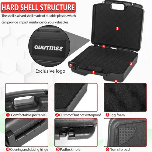 Miniatura 3 de Estuche rígido portátil de 12.2" x 9.85" x 3.77" con espuma cortada en cubos personalizable, protege equipos, electrónicos, herramientas