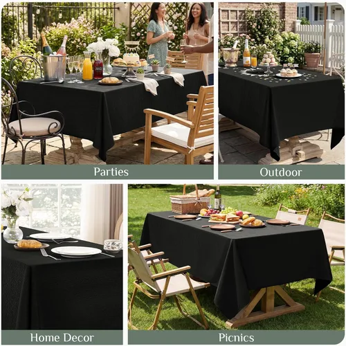 Miniatura 5 de Softalker Mantel rectangular de jacquard - Fundas de mesa de damasco geométrico, impermeables, resistentes a las manchas, lavables, de poliéster