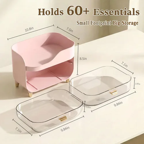 Miniatura 2 de Organizador de maquillaje para tocador con cajones grandes y suaves, organizador de cuidado de la piel extra grande para encimera de baño y tocador