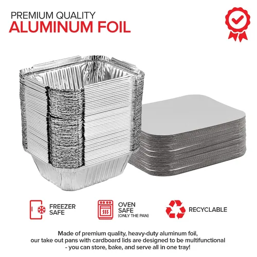 Miniatura 3 de Stock Your Home Utensilios de cocina desechables de aluminio de 1 libra con tapas (paquete de 25) – Sartenes de aluminio con tapas de cartón