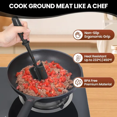 Miniatura 4 de CUNSENR Picador de carne de alta calidad, herramienta trituradora de carne molida de 5 cuchillas curvas, trituradora de carne de nailon resistente
