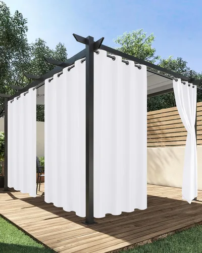 Miniatura 13 de HolidayIdeas Cortinas impermeables para patio, 4 paneles, 54 x 84 pulgadas, protección de privacidad y filtrado de luz, cortinas exteriores con Negro