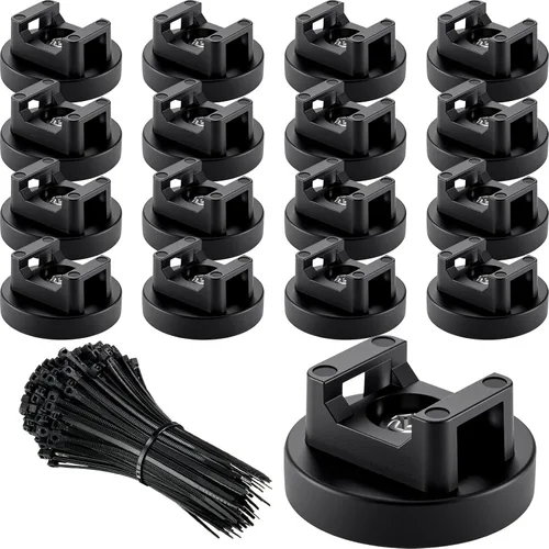 Miniatura 13 de Yookeer 120 piezas de soporte magnético para cables, multiusos, bases magnéticas de gestión de cables con cremallera resistente, montaje de bridas