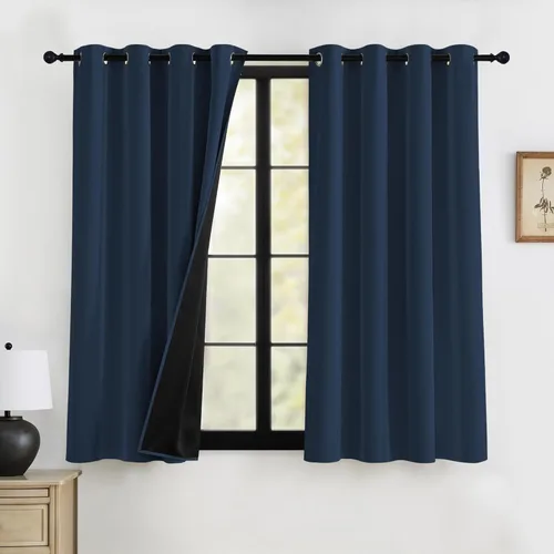 Miniatura 10 de RYB HOME Cortinas opacas grises de 63 pulgadas de largo para dormitorio, cortinas de ventana 100% opacas con aislamiento térmico y reducción
