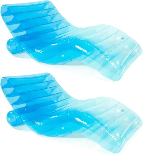 Miniatura 9 de FUNBOY Tumbona Chaise Inflable Gigante de Lujo Transparente Arcoíris, Silla Flotador de Piscina para Adultos, Perfecto para una Fiesta de Verano