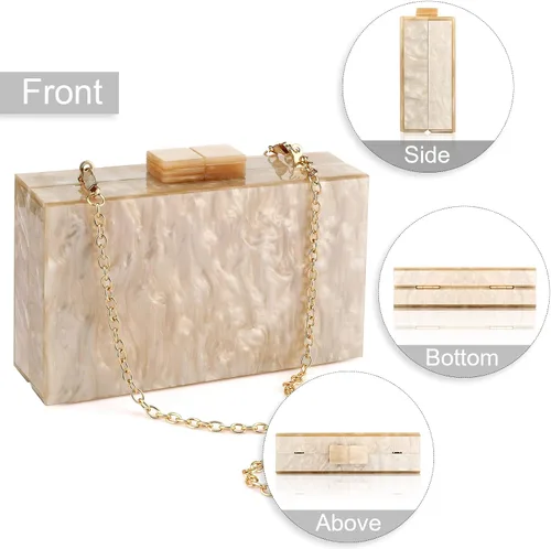 Miniatura 2 de Monederos y bolsos de acrílico con mármol para mujer elegante banquete de noche caja de mano cruzada