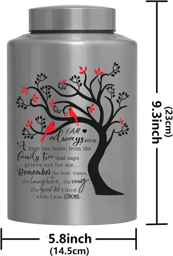 Miniatura 2 de Urnas de cremación para cenizas humanas, adultos, hombre y mujer, urna decorativa grande, urna de pájaros cardenales, hasta 220 libras, urnas