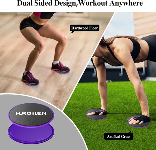 Miniatura 5 de Deslizadores de núcleo, discos deslizantes de ejercicio de doble cara para uso en alfombras y suelos de madera dura, aparato de fitness ligero