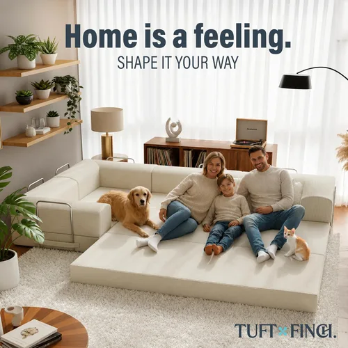 Miniatura 6 de TUFT & FINCH Sofá comprimido en forma de L de alta calidad, cama y asientos de 3 plazas, sofás seccionales convertibles para sala de estar, oficina