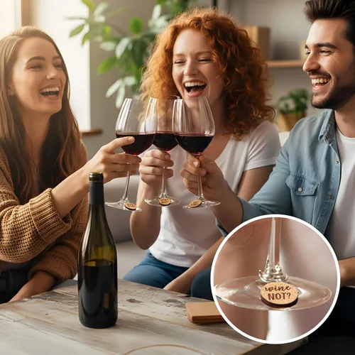 Miniatura 6 de Juvale Dijes de copa de vino, corcho circular de 1 pulgada, paquete de 12 unidades, dijes de vino para copas de tallo y decoración divertida