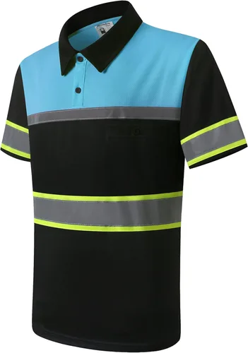 Camisas de seguridad HoliSecure para hombre, camisas polo reflectantes de alta visibilidad para hombre con bolsillo, ropa de trabajo de manga corta