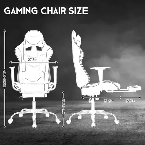 Miniatura 2 de BLKMTY Silla para videojuegos, silla reclinable para computadora con reposapiés y soporte lumbar, sillas de juego de altura ajustable con asiento