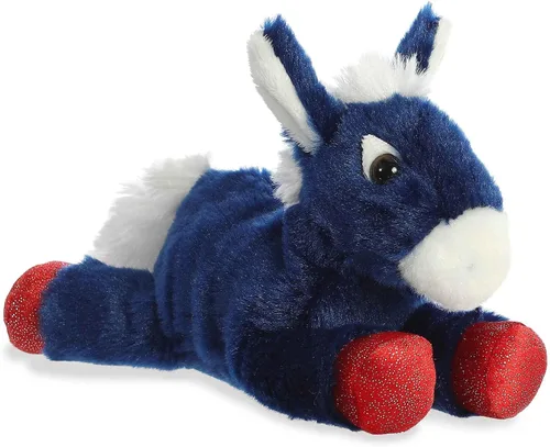 Miniatura 3 de Aurora® Adorable Mini Flopsie™ Animal de peluche de burro valiente, facilidad juguetona, compañeros atemporales, color azul, 8 pulgadas