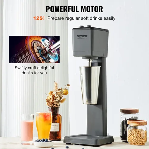 Miniatura 2 de VEVOR - Máquina para hacer batidos, mezclador comercial de batidos de 375W, mezclador de bebidas de cabeza única, máquina licuadora de batidos de 3
