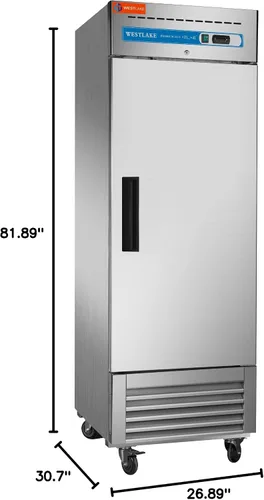Miniatura 9 de WESTLAKE Refrigerador comercial de 27 pulgadas de ancho, alcance de acero inoxidable, ventilador vertical sólido de una sola puerta, enfriador de 23