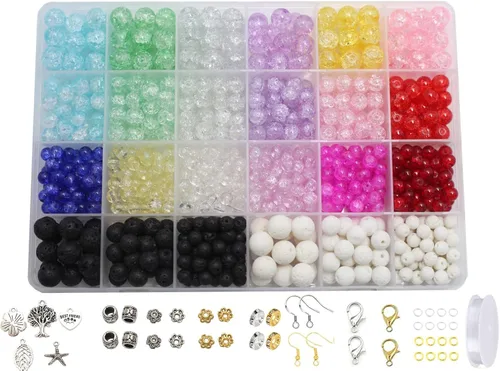 848 cuentas redondas de cristal agrietado – 0.236 pulgadas, 0.315 pulgadas, 0.394 pulgadas, 0.394 pulgadas, jade artificial para hacer joyas,