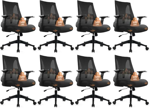 CLATINA Silla de oficina grande y alta de 500 libras, sillas ergonómicas de malla resistente con soporte lumbar ajustable y asiento ancho y cómodo