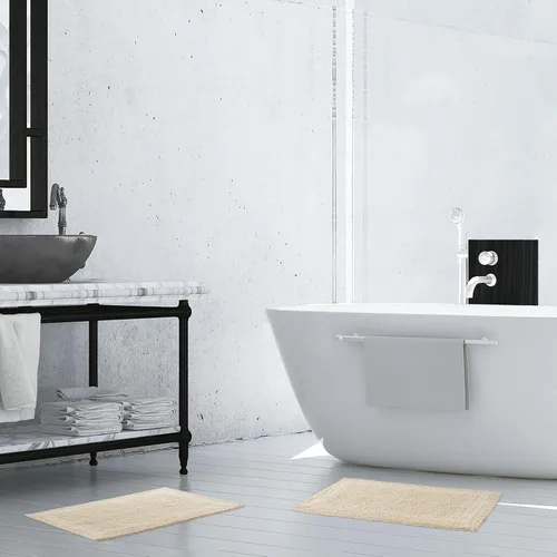 Miniatura 24 de French Connection Stonewash - Alfombra de baño de mezcla de algodón, 20 x 34 pulgadas, color marfil