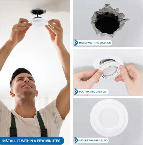 Miniatura 5 de PATIKIL Anillos de goof de 2.76 pulgadas de diámetro exterior de 4.53 pulgadas para luz empotrada, paquete de 2 anillos de iluminación de metal
